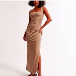 Abercrombie & fitch Ava Knit Maxi stretchy sleeveless tan brown Dress medium new